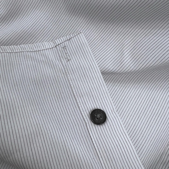 MATERIAL LONDON, 100% COTTON MENS LONG SLEEVES WHITE SHIRT WITH THIN STRIPES - Picture 13 of 13